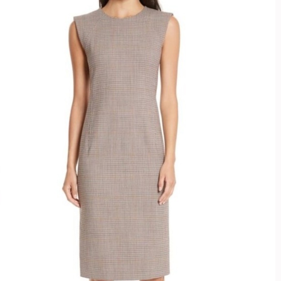 Theory Wool Blend Sleeveless Checkered Sheath Dress Size 00 - Picture 1 of 7
